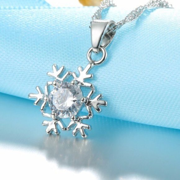 ❤️ Snowflake Woman 925 Sterling Silver Pendant Earrings And Necklace Set - Picture 7 of 8